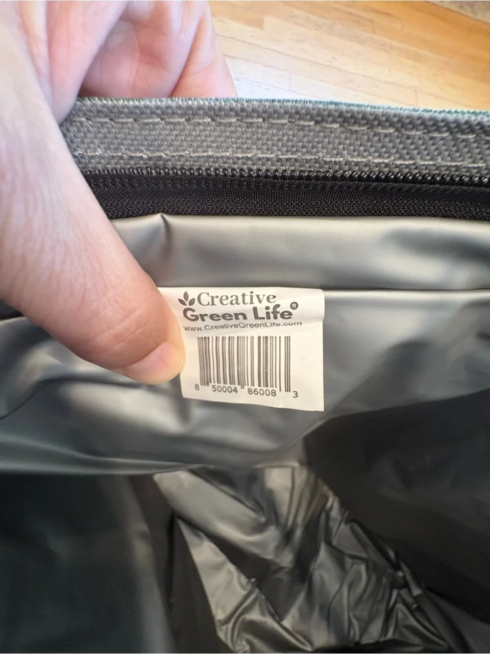 Green & Gray Canvas Grocery Tote and insulated cooler with Exterior Pocket